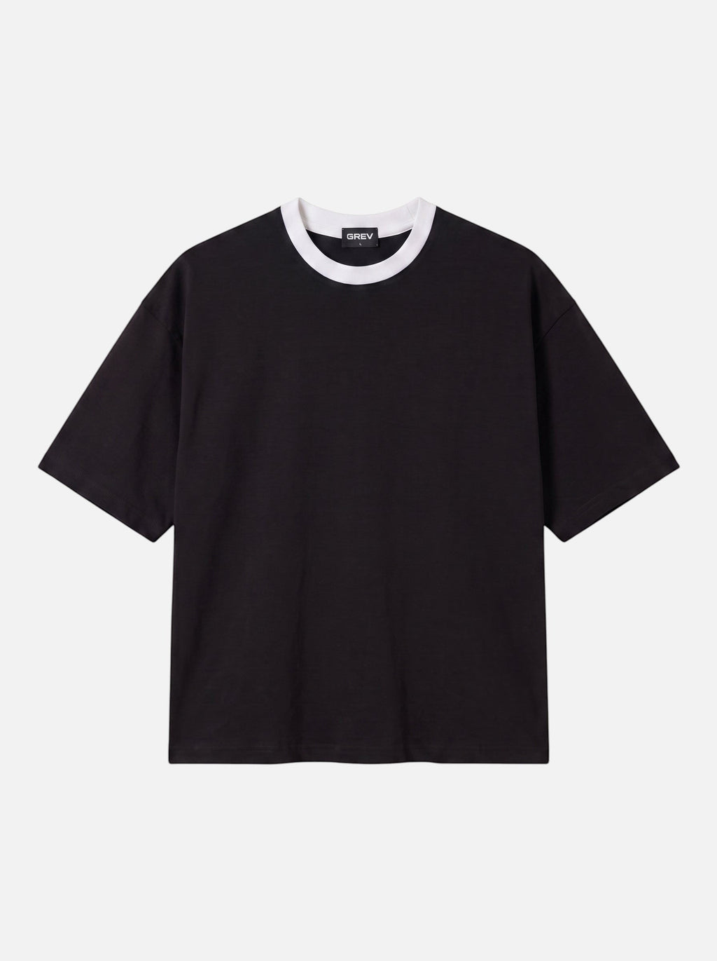 Contrast Collar Boxy Tee — Black X White