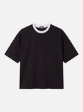 Contrast Collar Boxy Tee — Black X White
