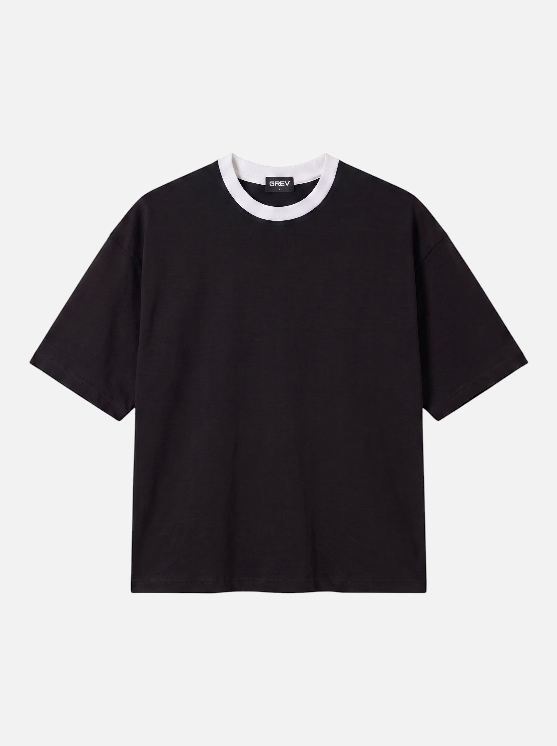Contrast Collar Boxy Tee — Black X White