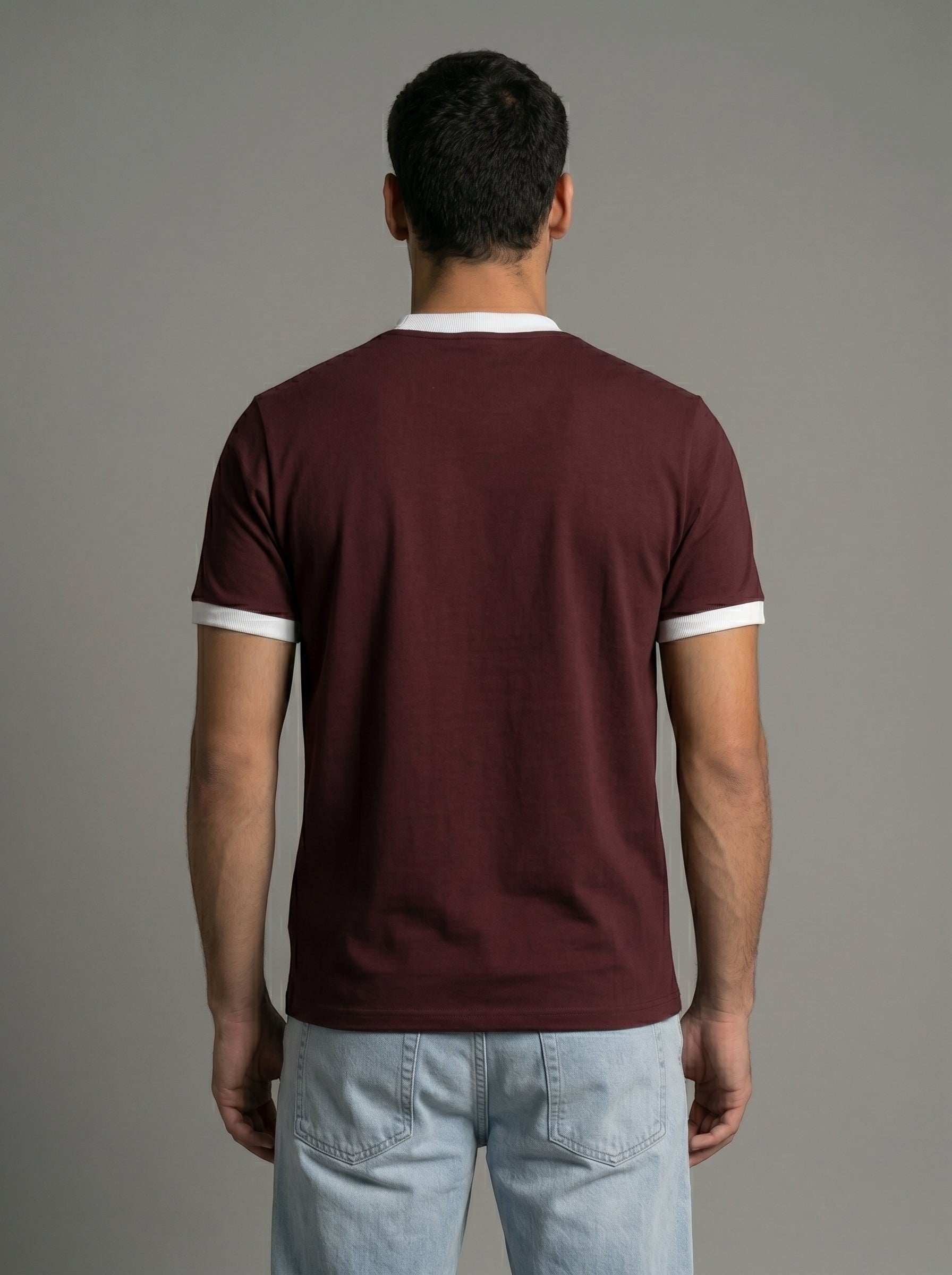 Ringer Tee — Burgundy X White