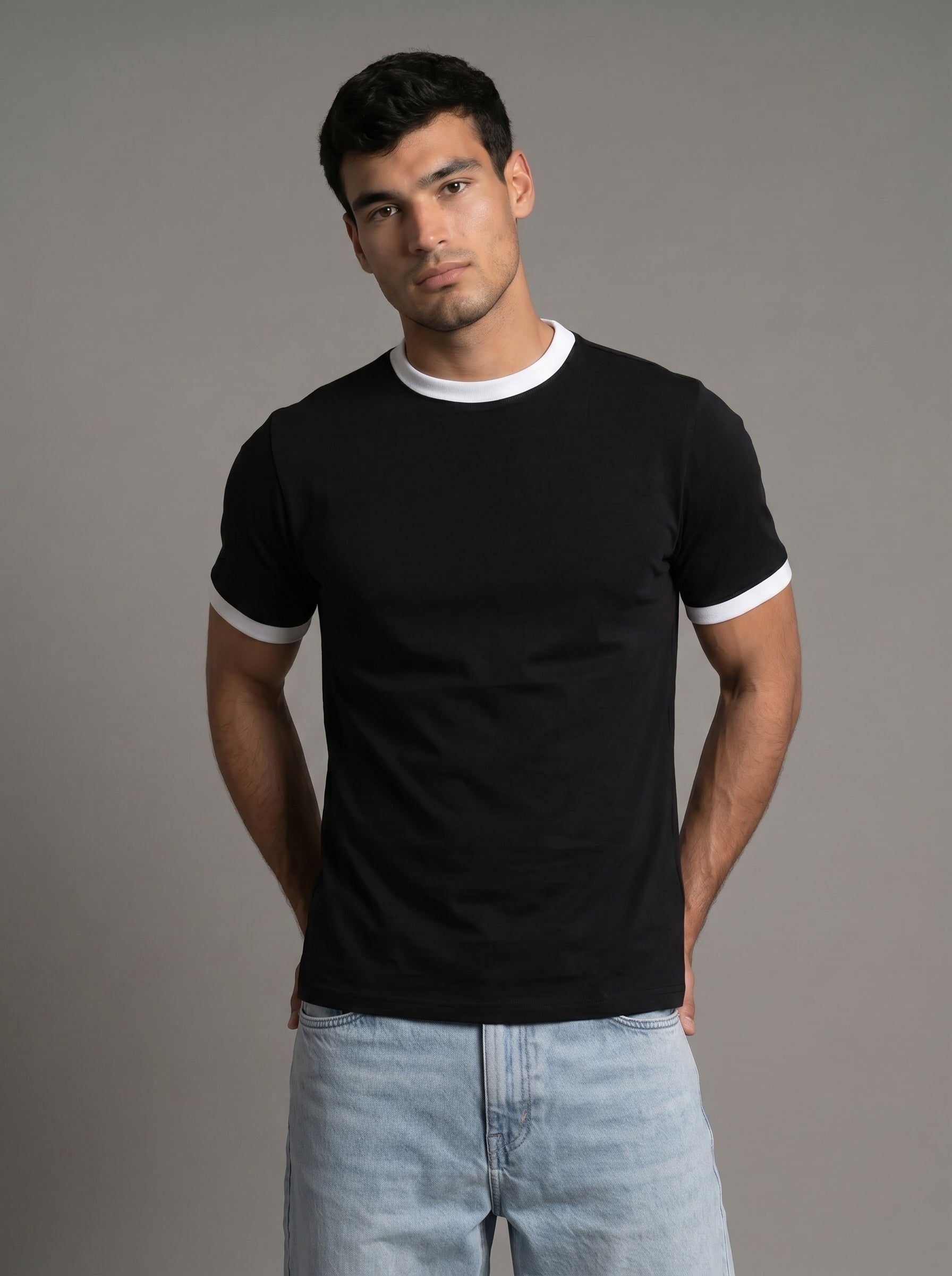 Ringer Tee — Black X White