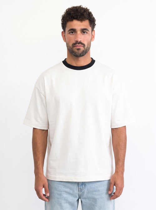 Contrast Collar Boxy Tee — Off-White X Black