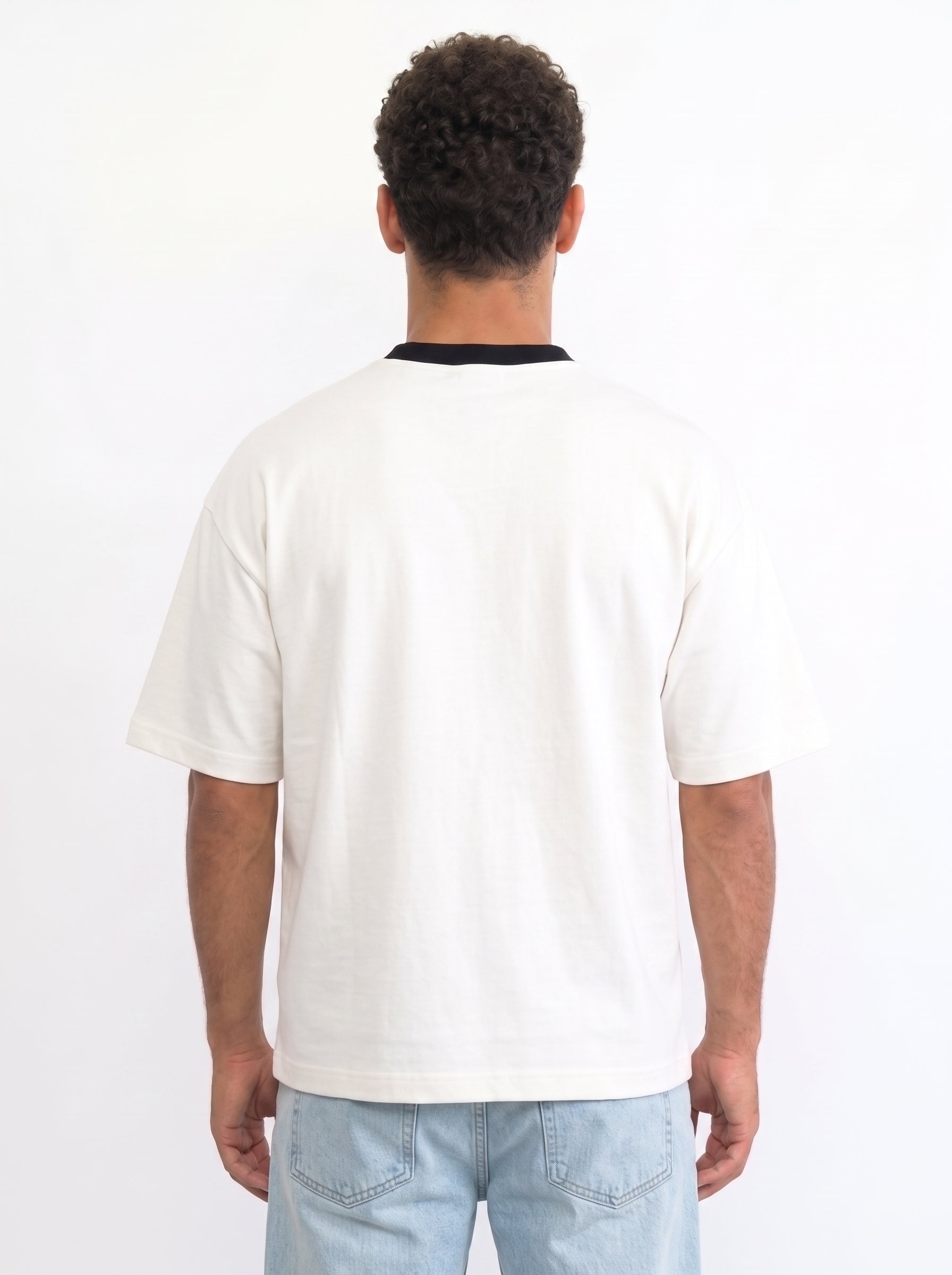 Contrast Collar Boxy Tee — Off-White X Black