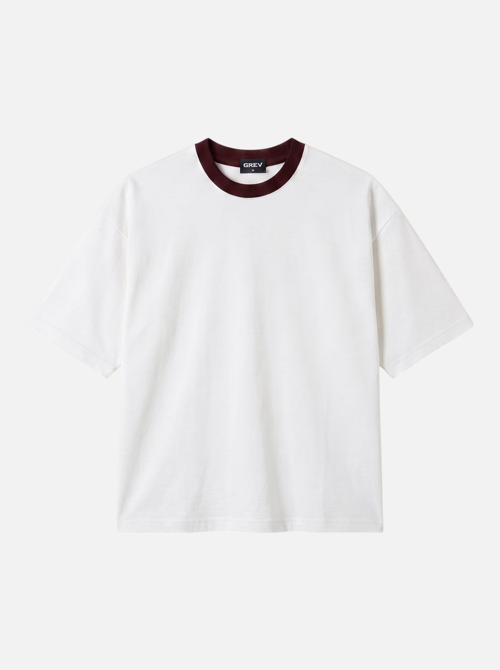 Contrast Collar Boxy Tee — Off-White X Burgundy