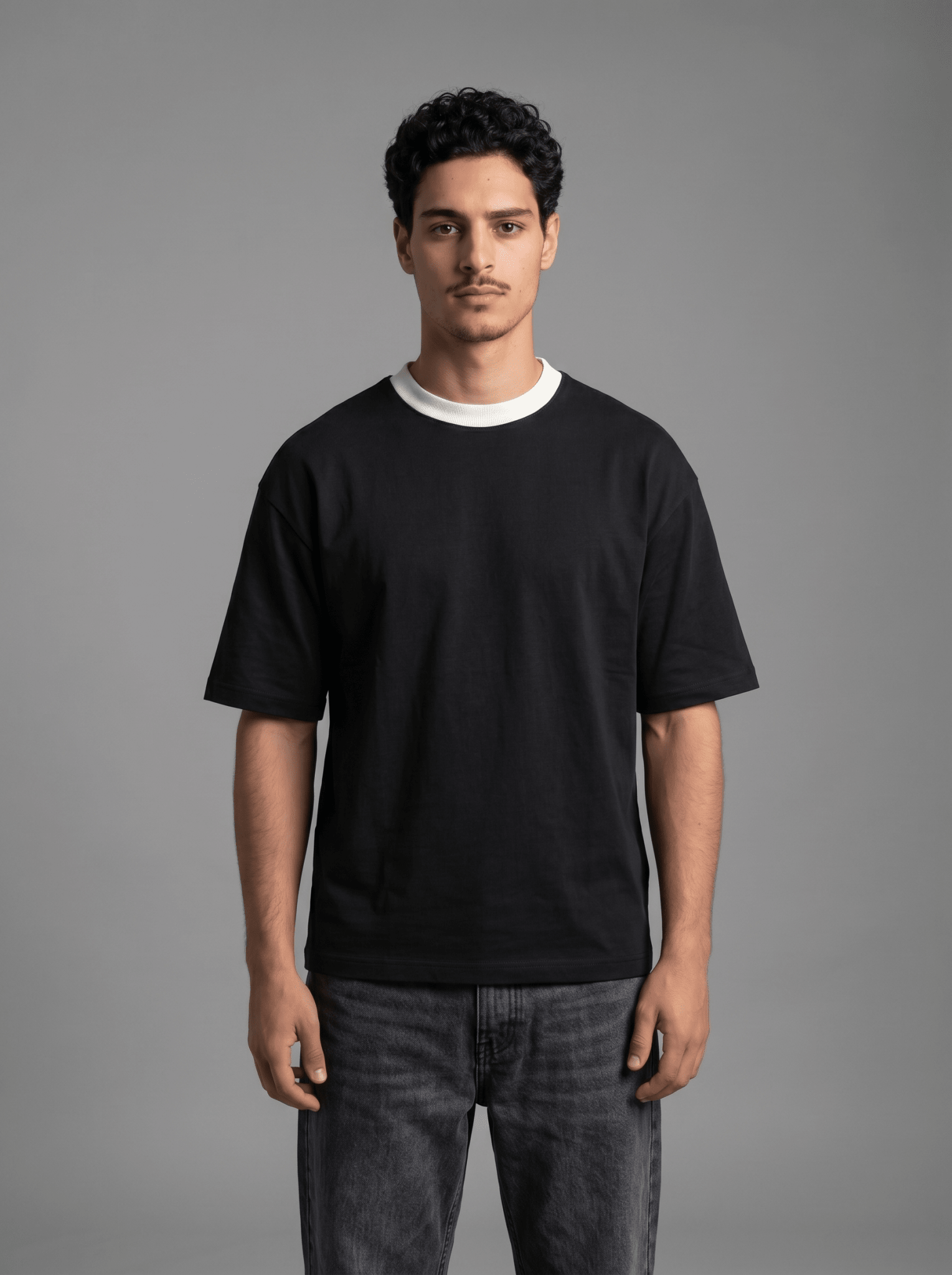Boxy Tee — Black X White - GREV