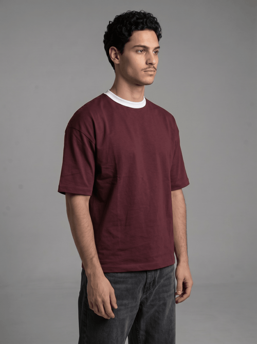 Boxy Tee — Burgundy X White - GREV
