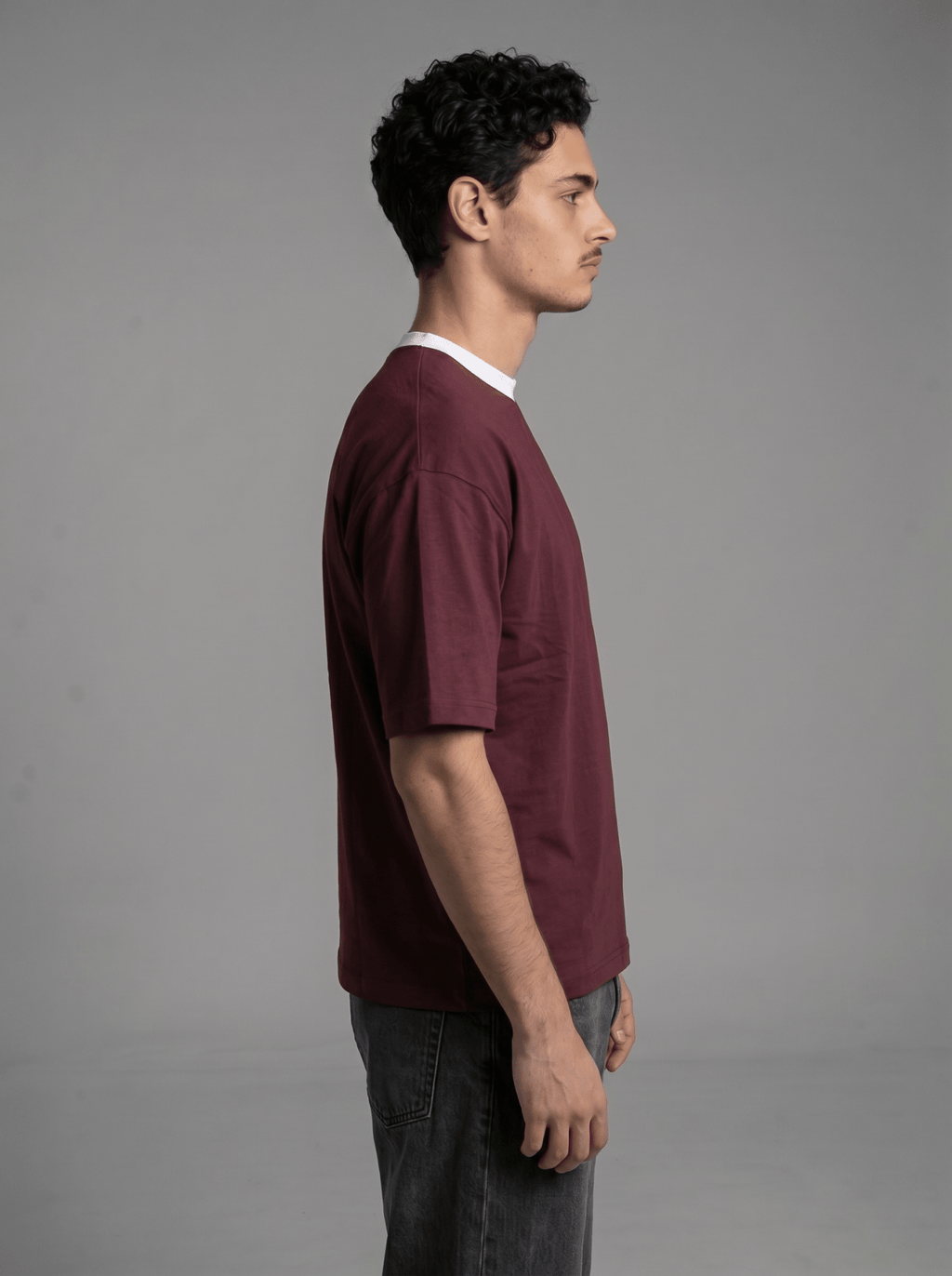 Boxy Tee — Burgundy X White - GREV
