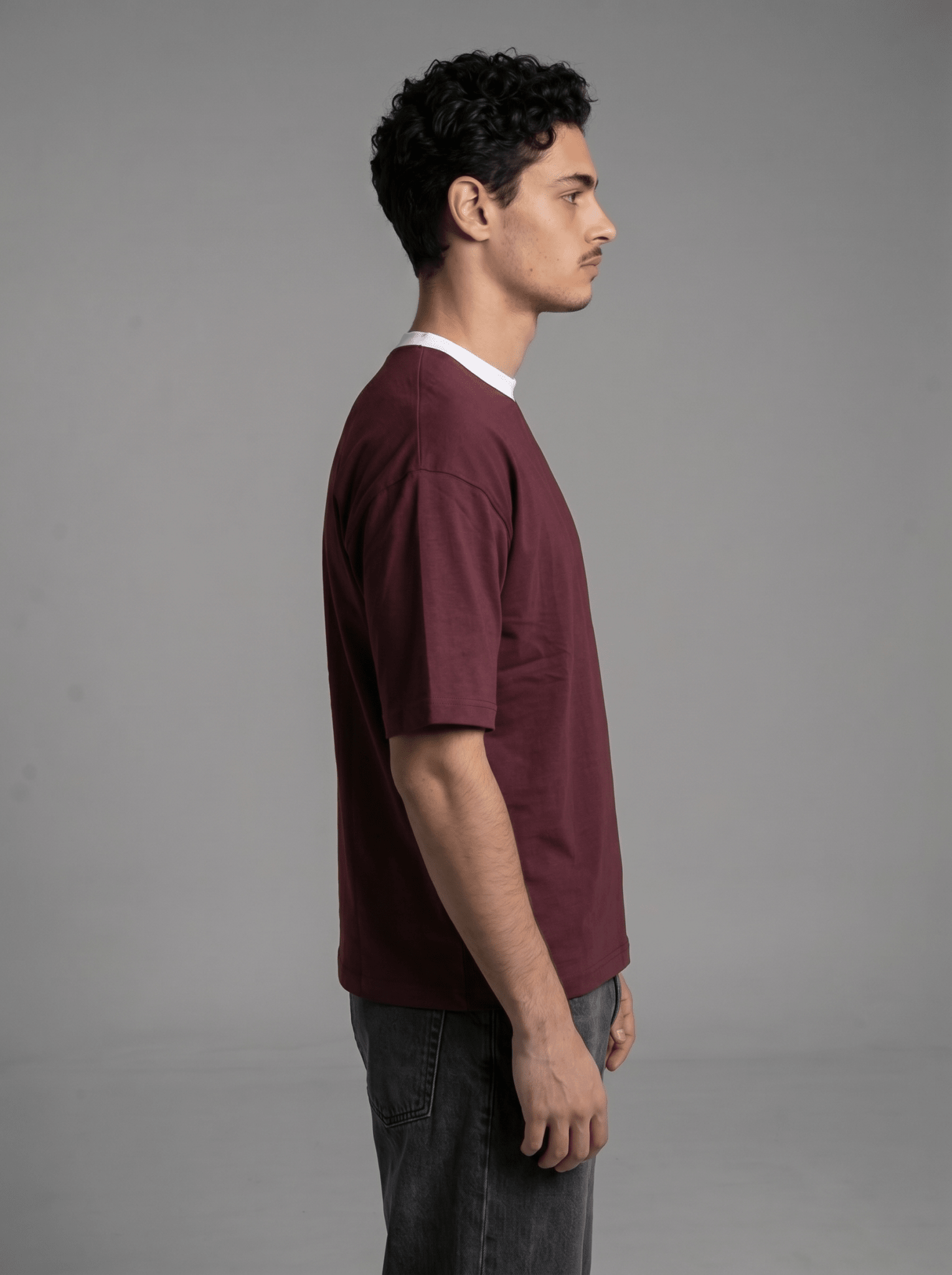 Boxy Tee — Burgundy X White - GREV