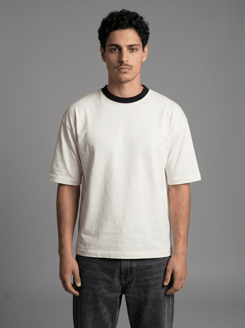 Boxy Tee — Off-White X Black - GREV