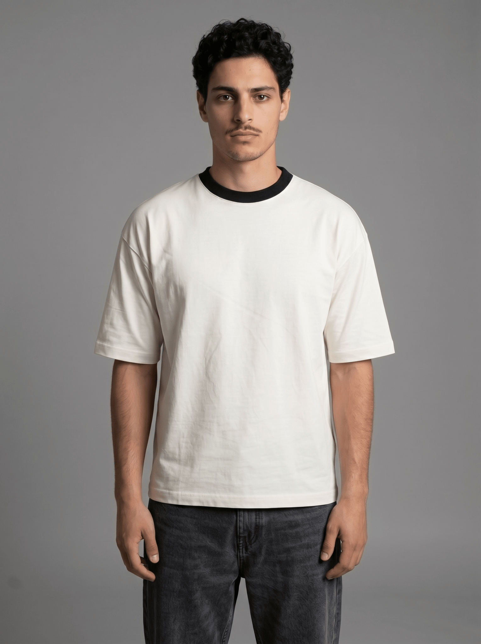 Boxy Tee — Off-White X Black - GREV