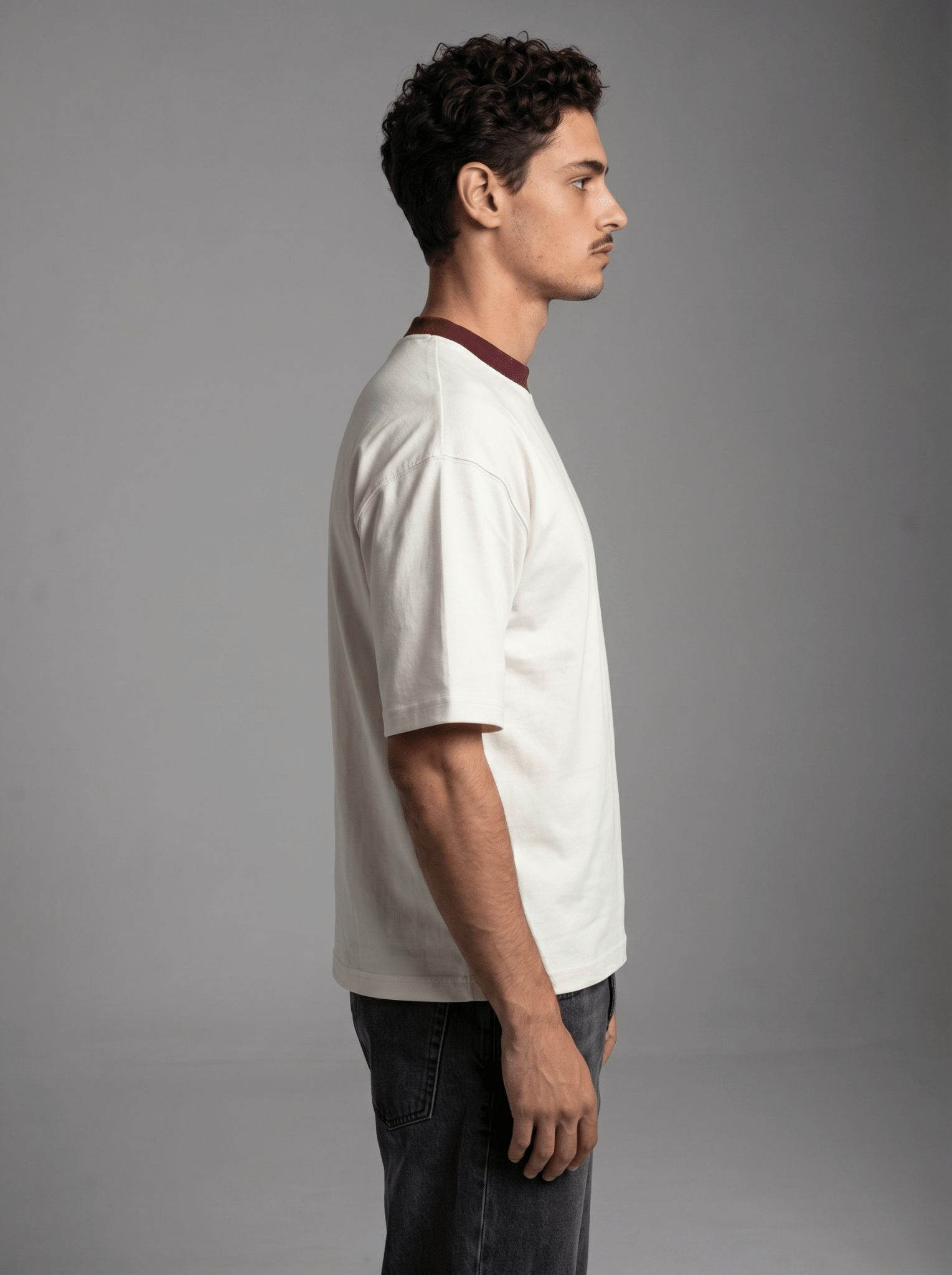 Boxy Tee — Off-White X Burgundy - GREV