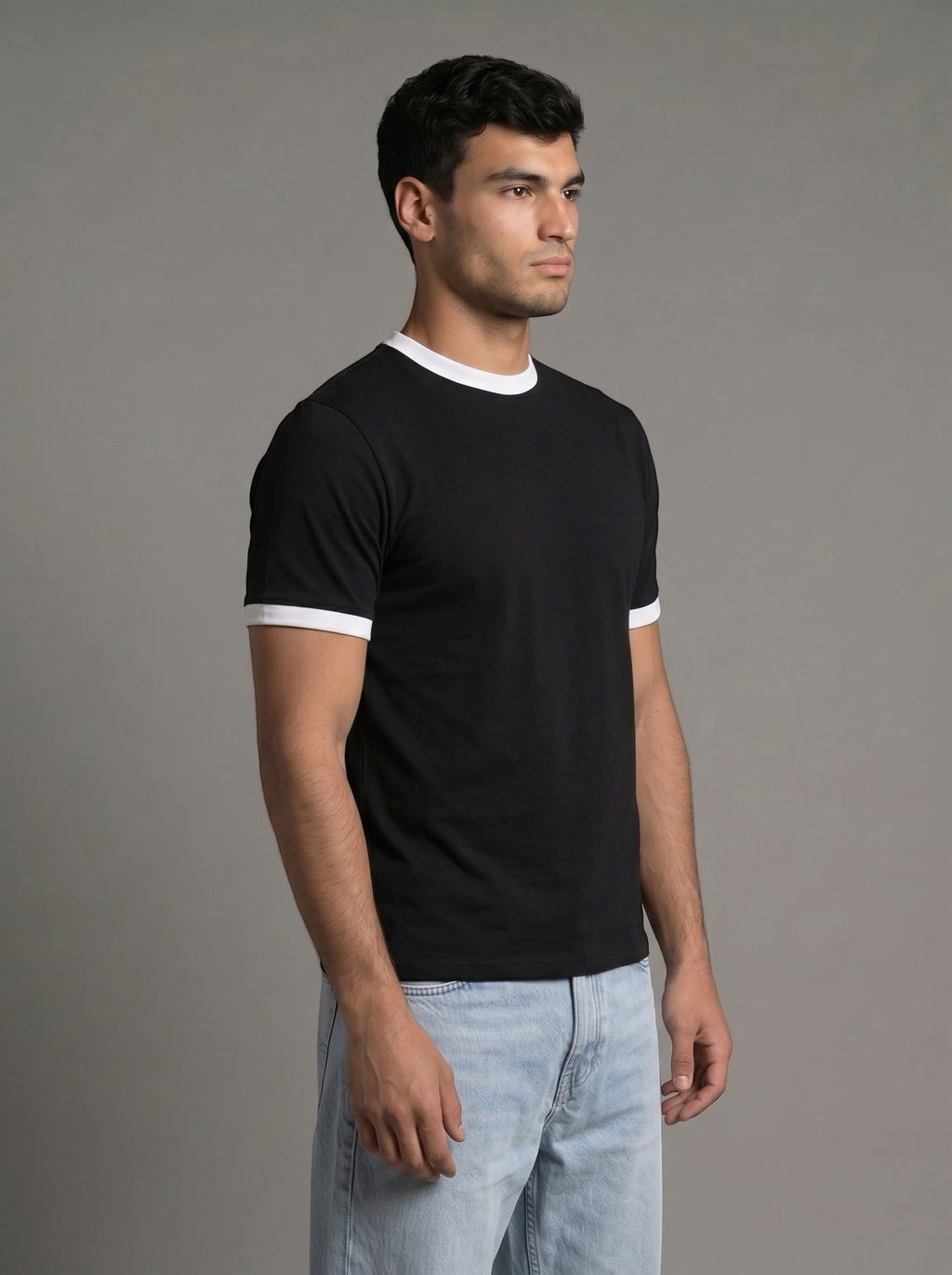 Ringer Tee — Black X White