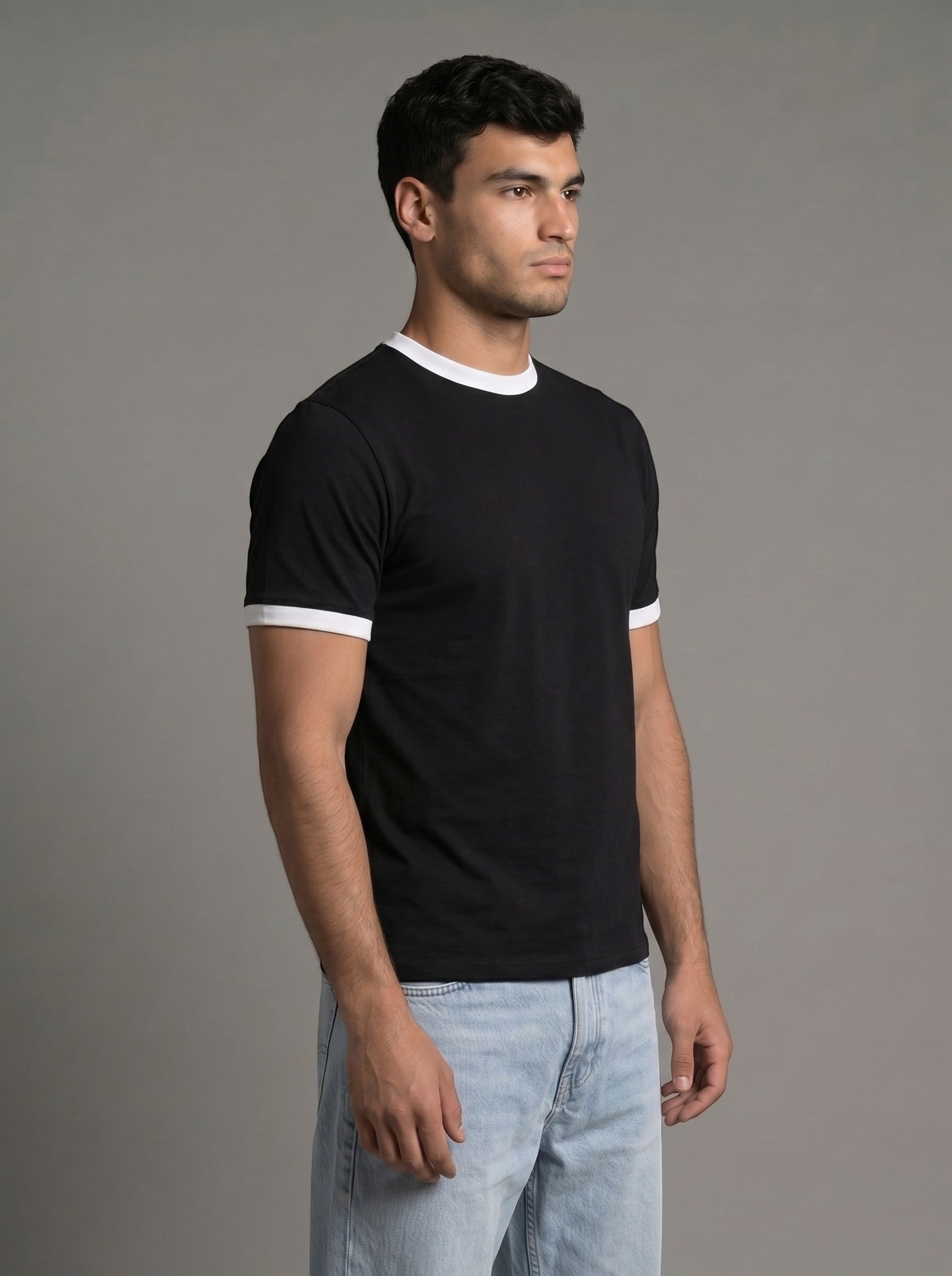 Ringer Tee — Black X White