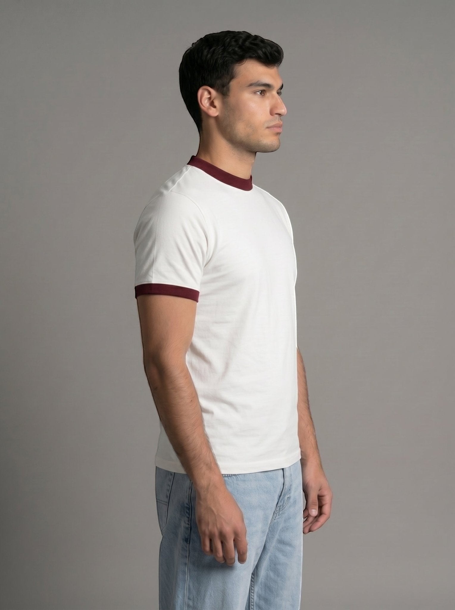 Ringer Tee — Off-White X Burgundy - GREV