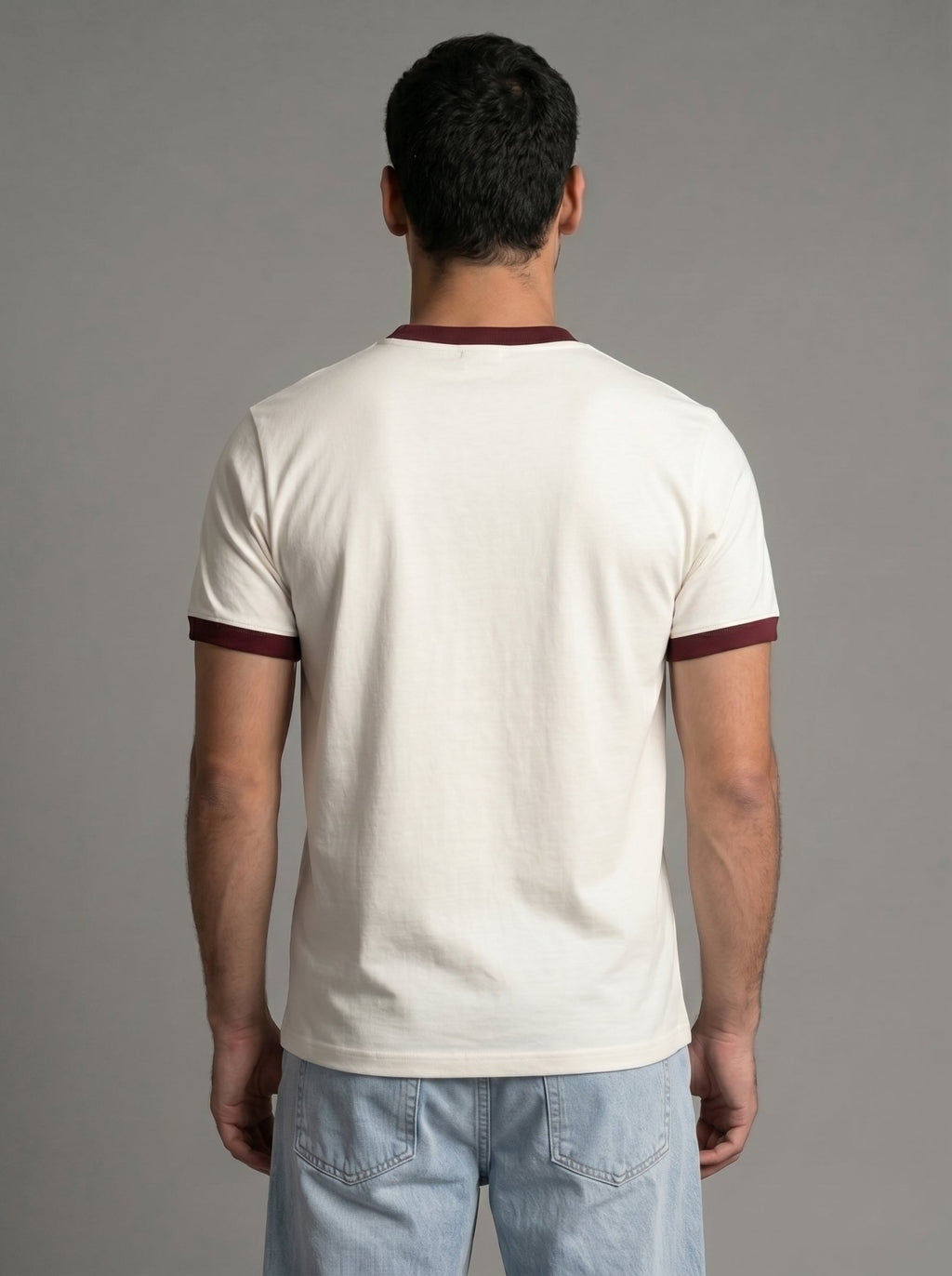 Ringer Tee — Off-White X Burgundy - GREV
