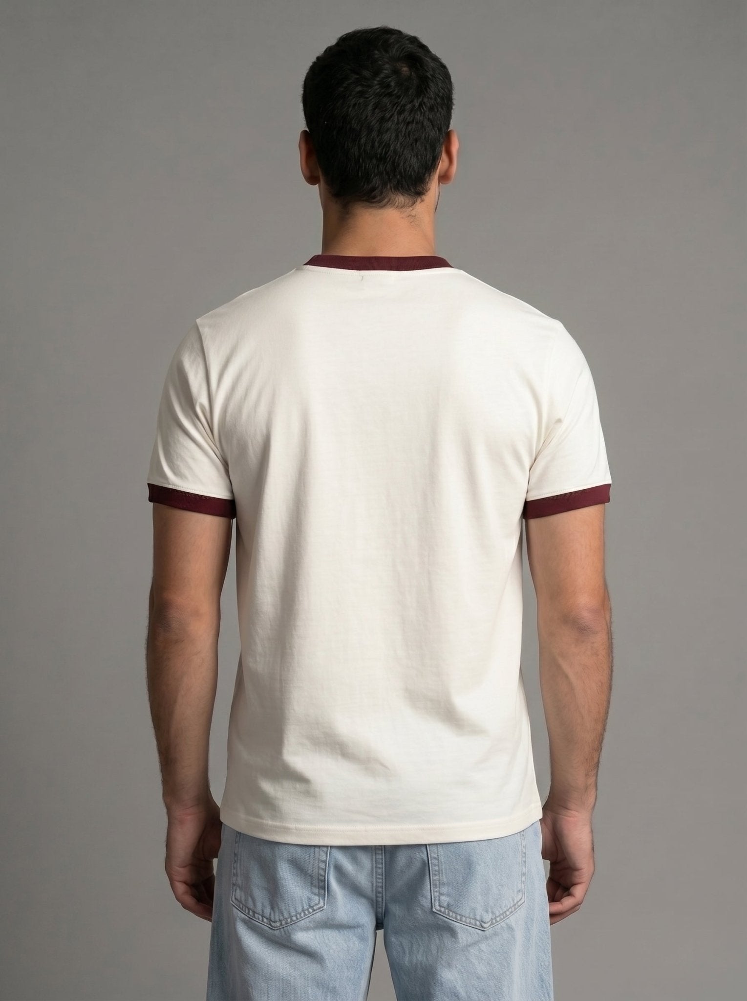 Ringer Tee — Off-White X Burgundy - GREV